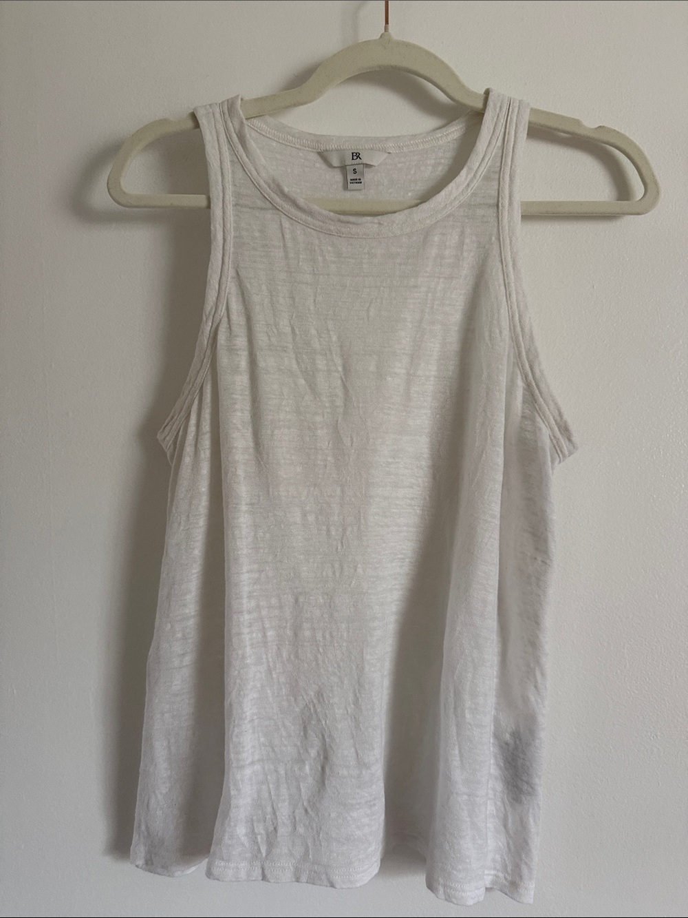 Banana Republic White Scoop Neck 100% Linen Tank